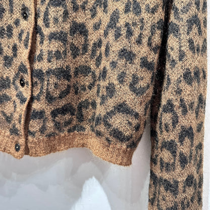 Max Mara Studio Leopard Print Mohair Cardigan – Vintage Designer Knit