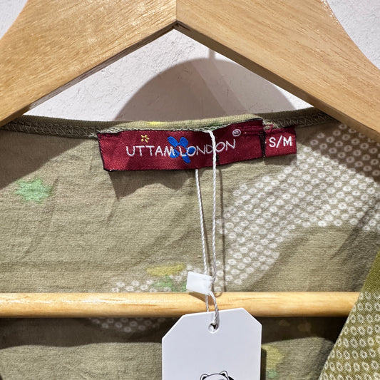 Y2K Uttam London Floral Mesh Ribbon Top – Vintage 2000s Boho Fairycore Top