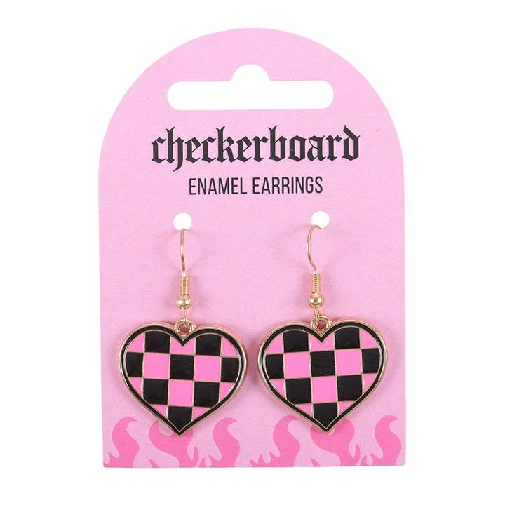 Something Different - Checkerboard Heart Y2K Earrings