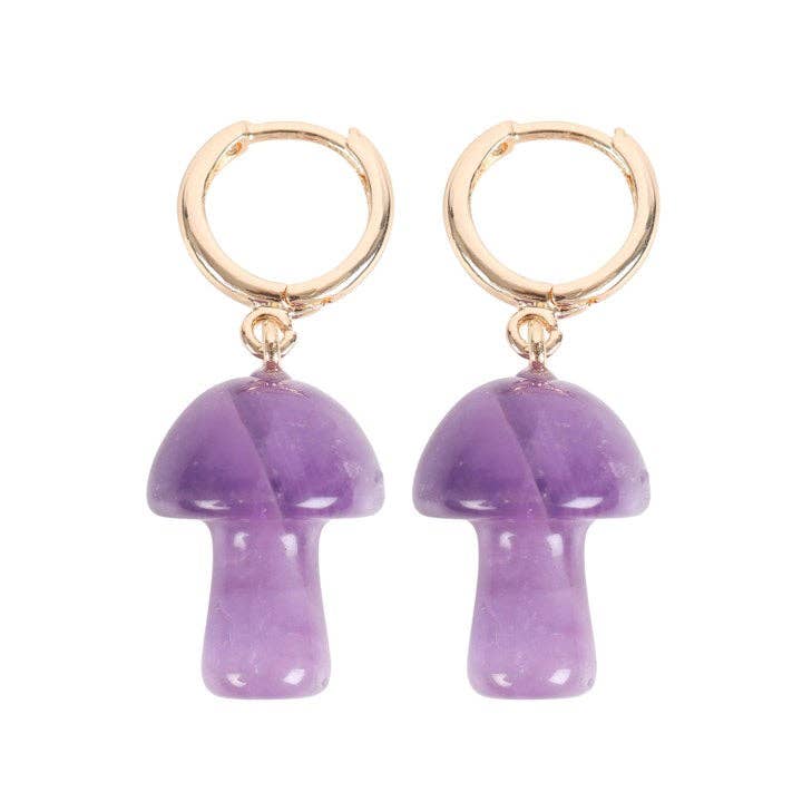 Something Different Wholesale - Amethyst Crystal Mushroom Earrings