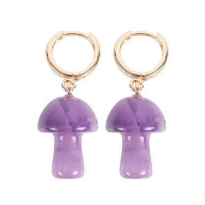 Something Different Wholesale - Amethyst Crystal Mushroom Earrings