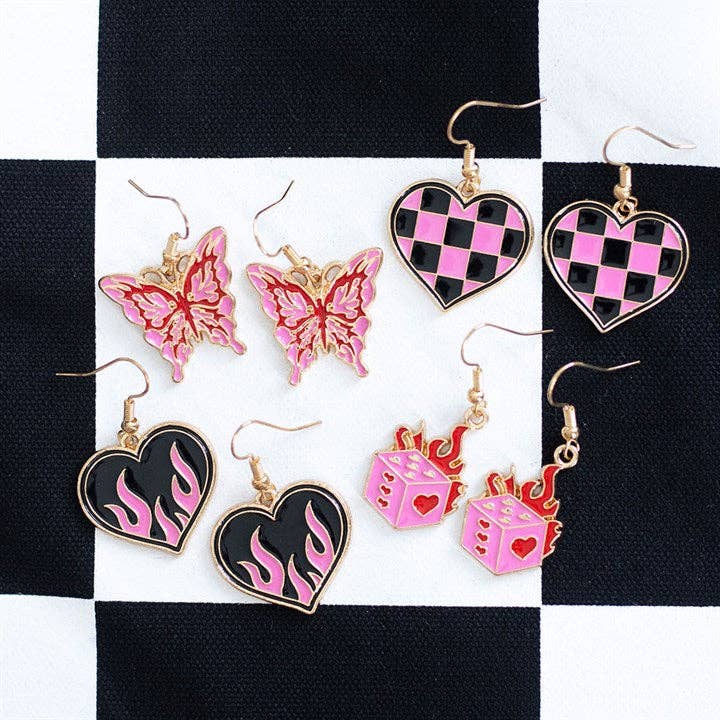 Something Different - Checkerboard Heart Y2K Earrings