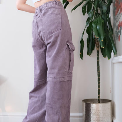 Y2K Unbelievable purple wide leg medium rise cargo jeans - XL