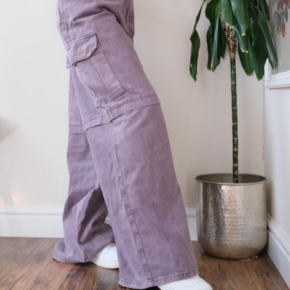 Y2K Unbelievable purple wide leg medium rise cargo jeans - XL