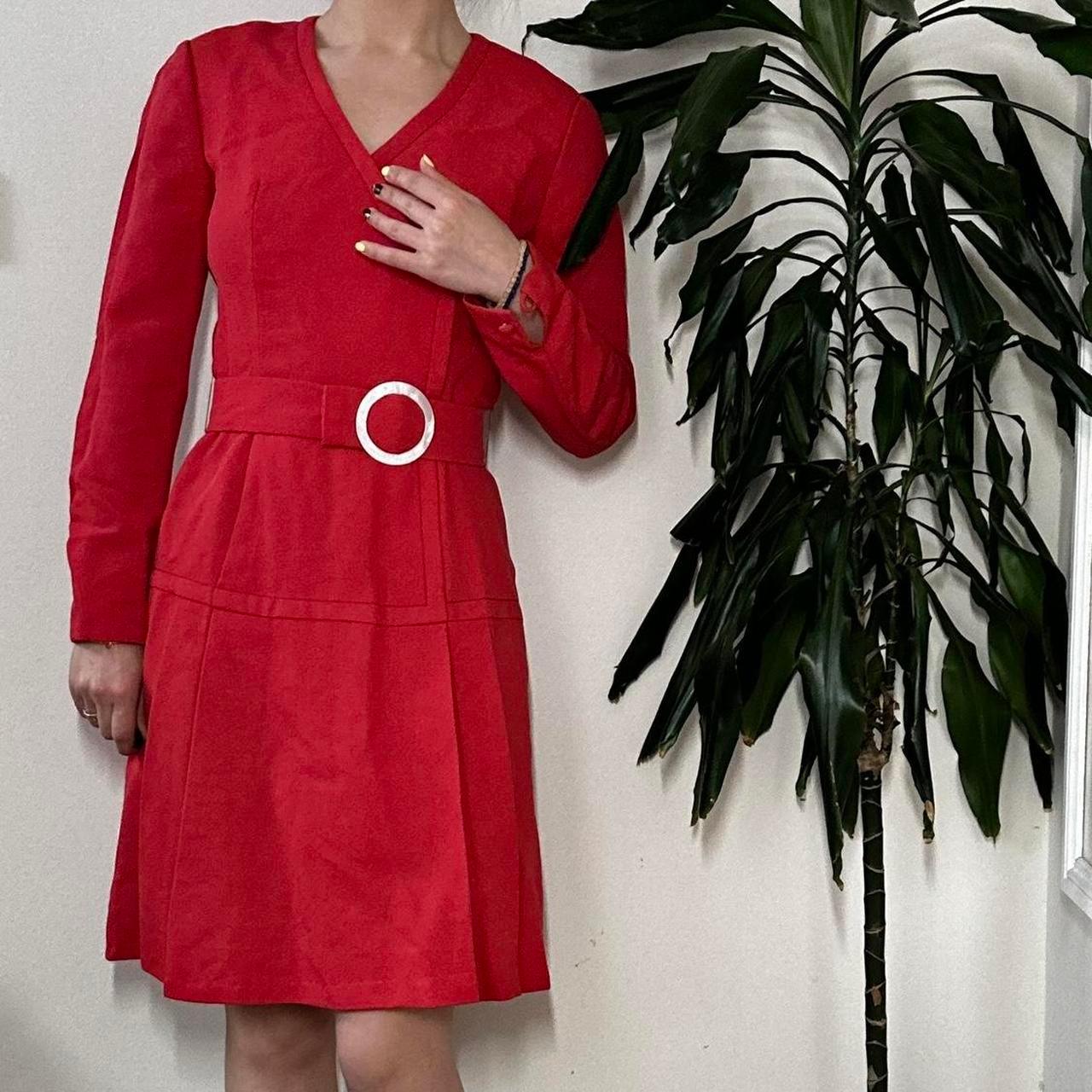 Vintage 60s red tailored midi dress - OneCatBoutique